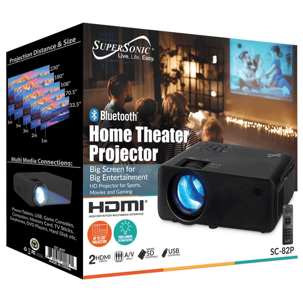 Supersonic Home Theater Projector with Bluetooth