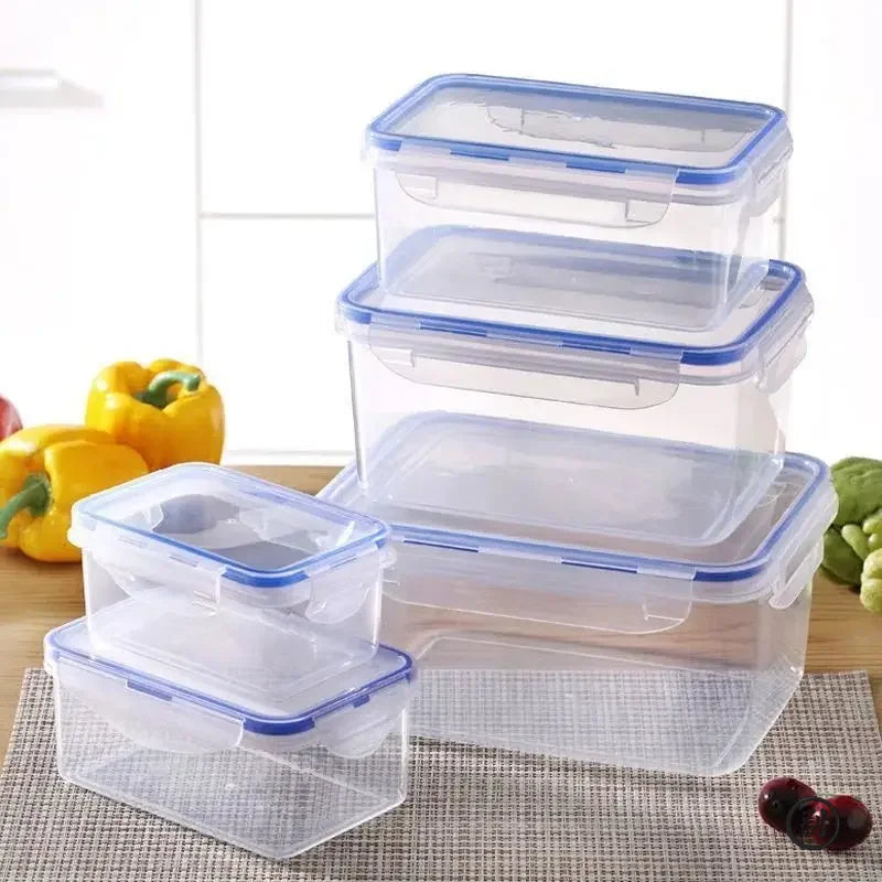 Caja de almacenamiento rectangular sellada para refrigerador con tapa Caja de plástico para verduras calentada en microondas con tapa