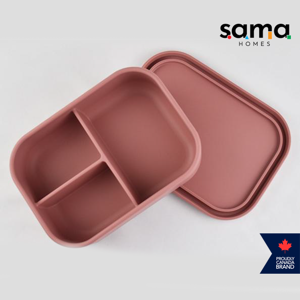 Fiambrera Bento de silicona con 3 compartimentos, 960 ml, a prueba de fugas y apta para microondas.