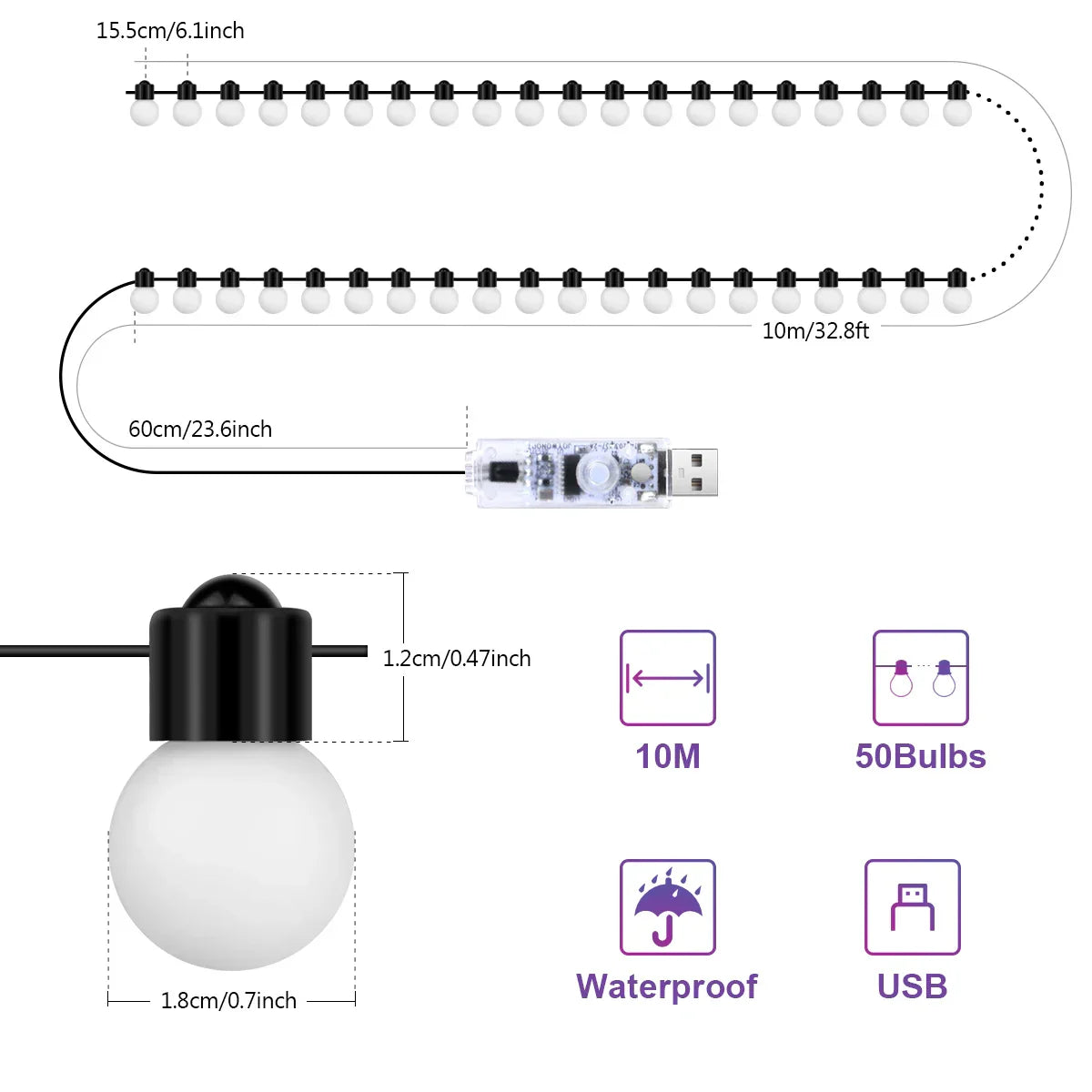 USB Bluetooth LED String Lights