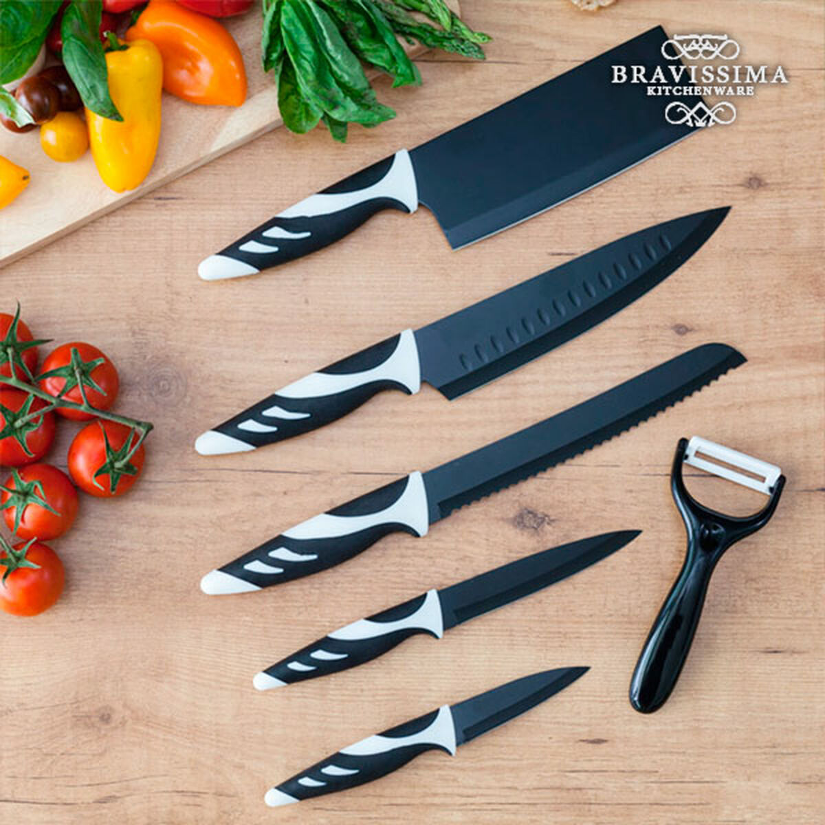 Cuchillo de Mesa Bravissima Cocina Cuchillos Swiss Chef 6 Piezas Acero Inoxidable