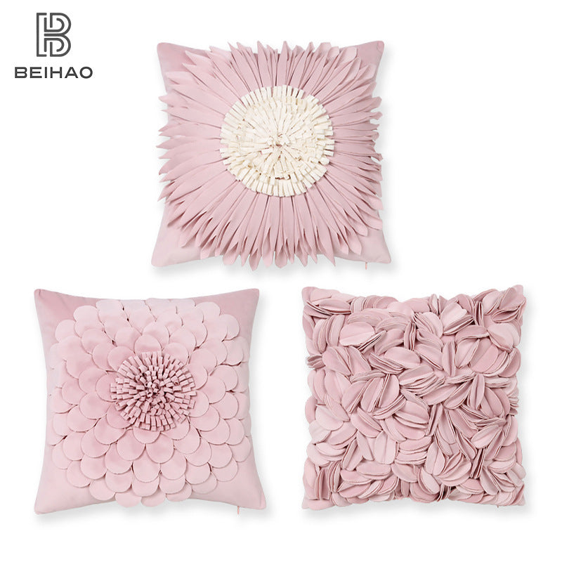 Fundas de cojín NNEDSZ estilo 1 con diseño floral 3D rosa - Fundas de cojín decorativas modernas y lujosas para sala de estar (sin relleno) 