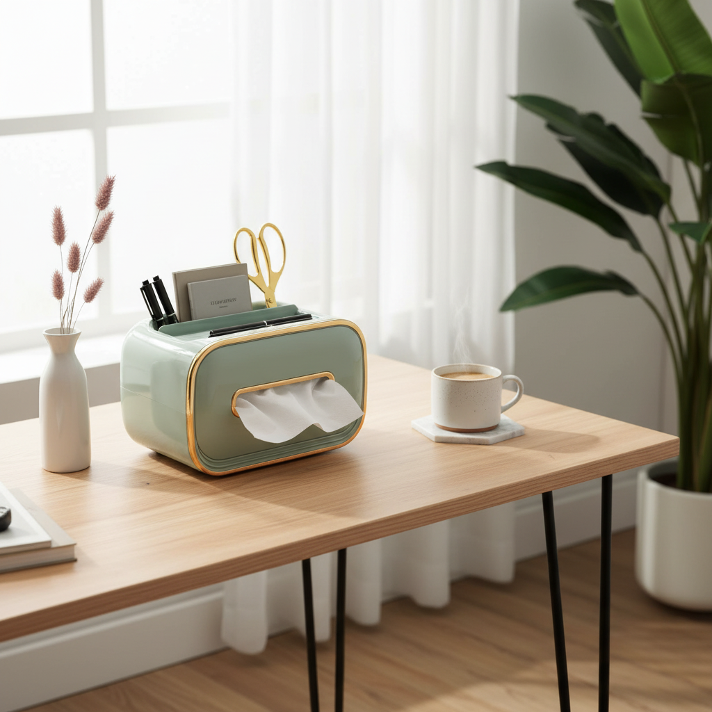 Caja de pañuelos de lujo NNEDSZ de PET azul: organizador multifuncional de toallas de papel para el hogar y la sala de estar. 