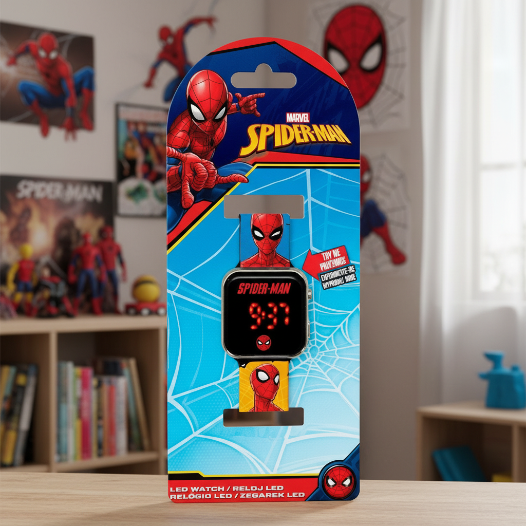 Reloj digital con licencia para niños y pantalla LED roja.