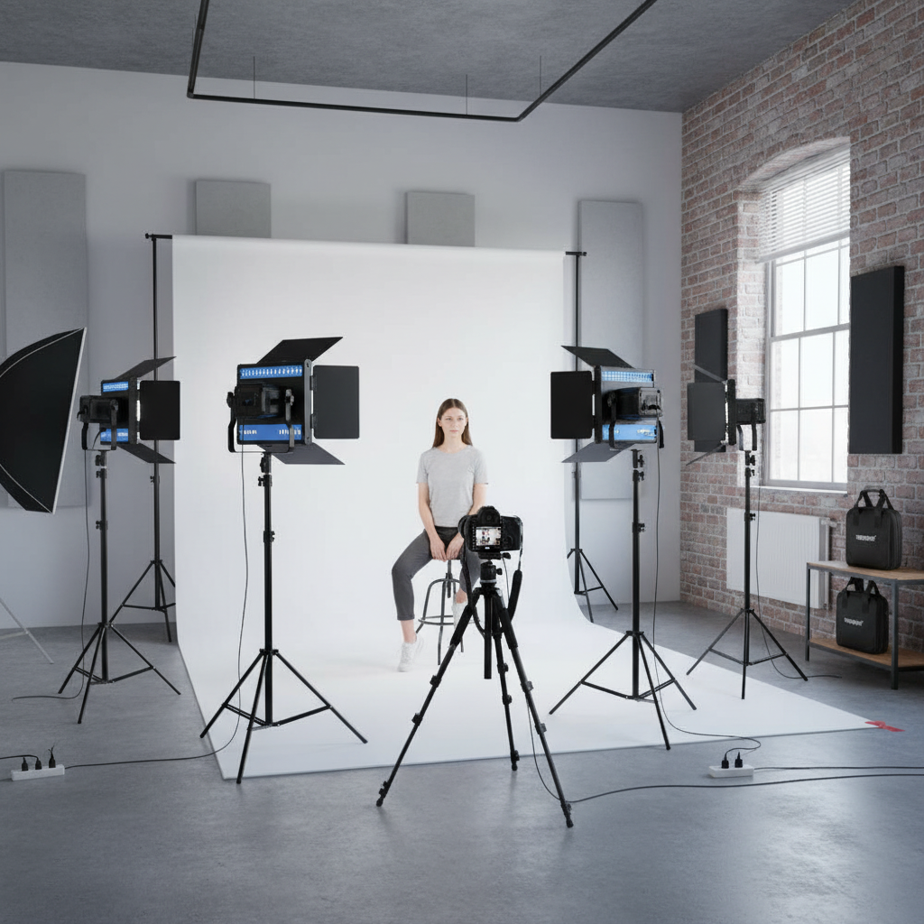 4 Pieces Bi-Color 660 LED Video Light and Stand Kit: Dimmable Light with U Bracket and Light Stand for Studio Photography