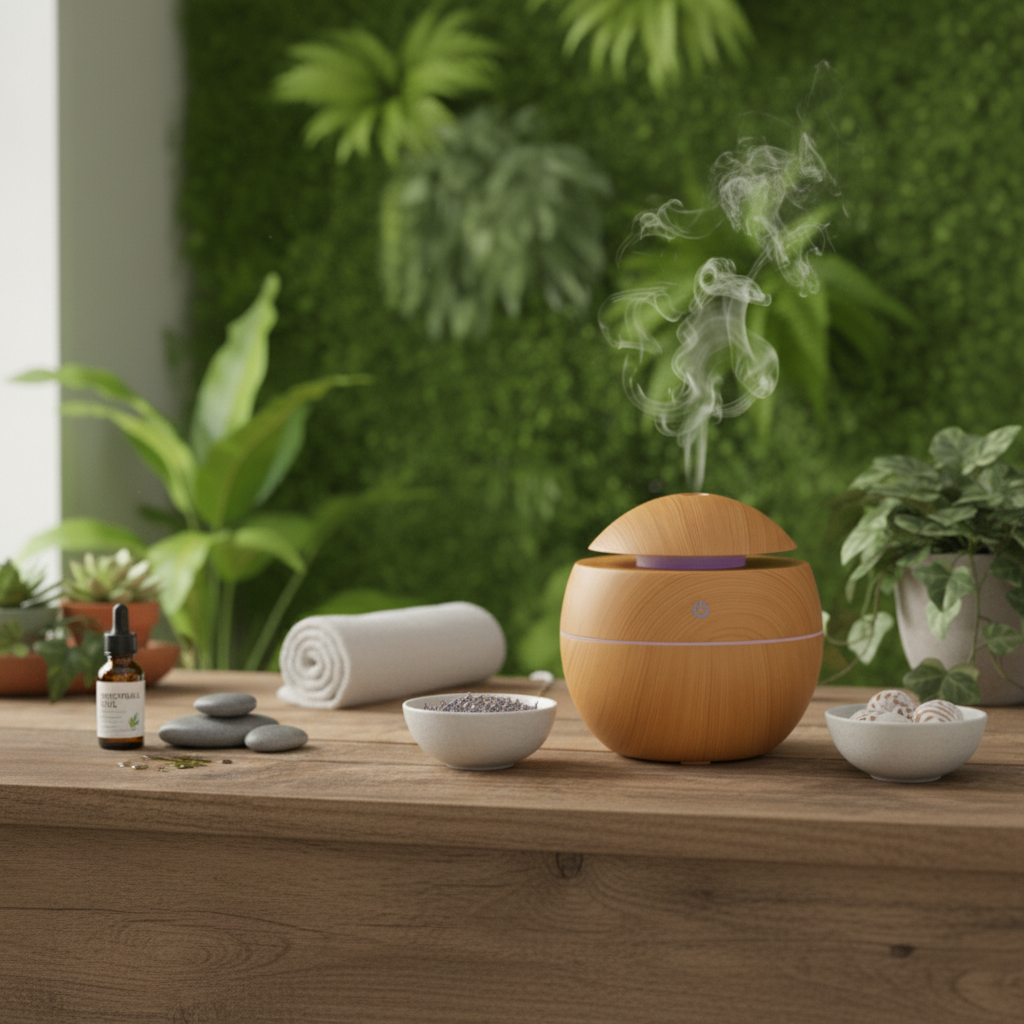 Small Round Wood Grain Aroma Diffuser