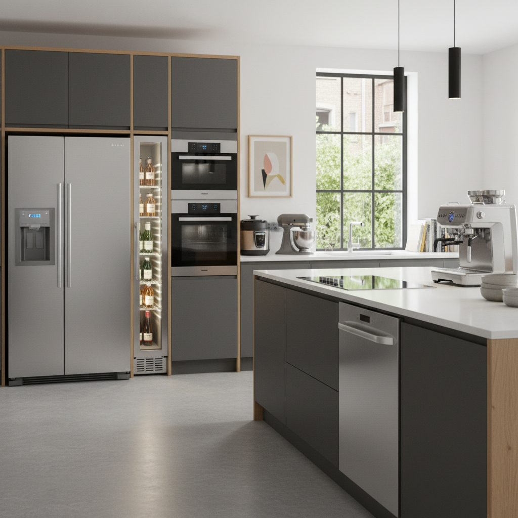 Mueble de cocina contemporáneo para microondas en roble oscuro