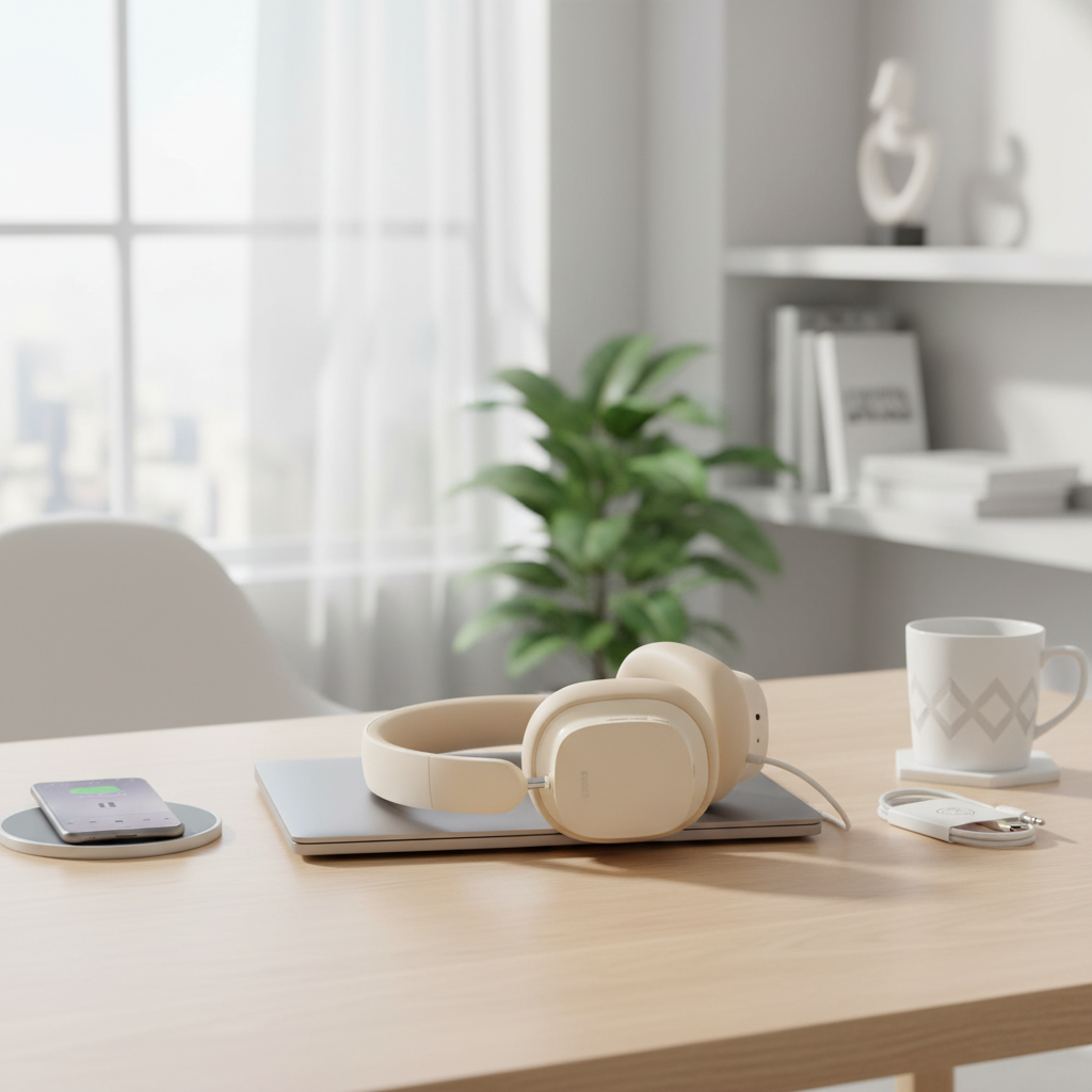 Baseus Bowie H1i ANC Wireless Headphones Over-Ear Bluetooth 5.3 Cream (A00050402223-00)