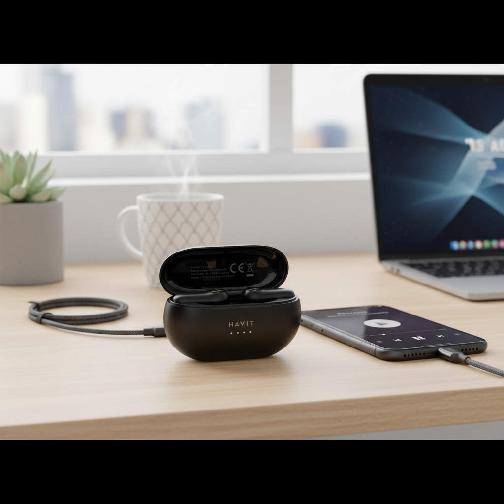 Wireless TWS Havit TW915E Headphones (black) (TW915EBLACK)