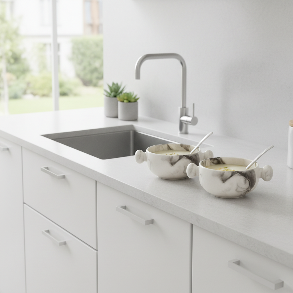 Marbled Ceramic Bowl with Dual Handles