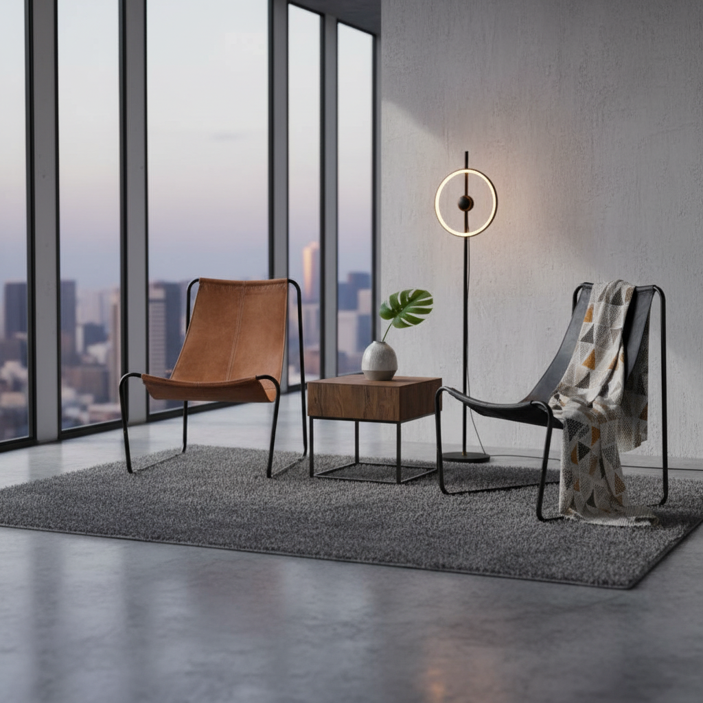 Sillón relajante vidaXL con estructura de hierro para salón, de cuero auténtico