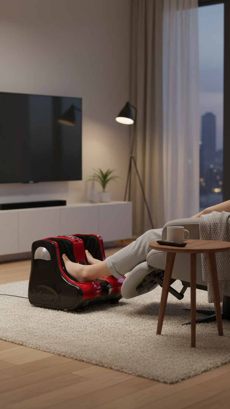 Shiatsu Kneading Rolling Vibration Heating Foot Massager-Red