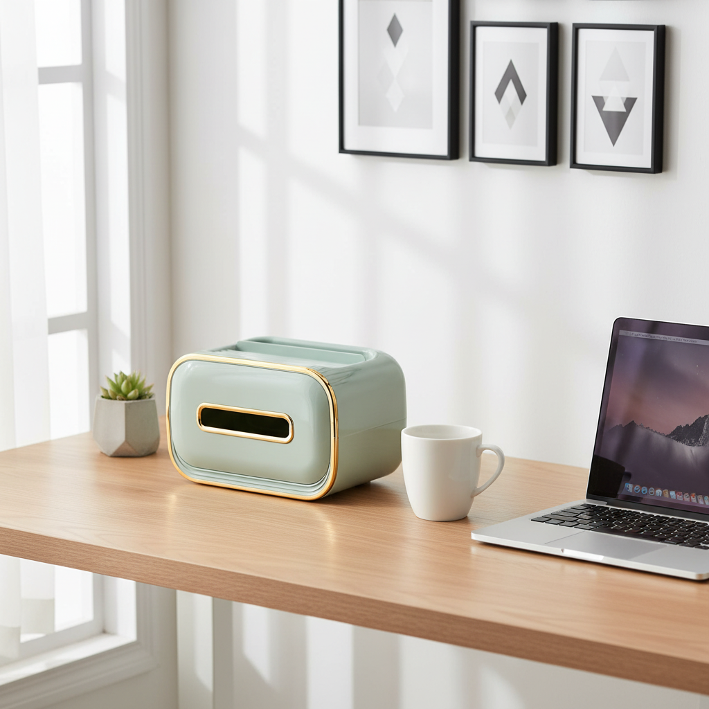Caja de pañuelos de lujo NNEDSZ de PET azul: organizador multifuncional de toallas de papel para el hogar y la sala de estar. 