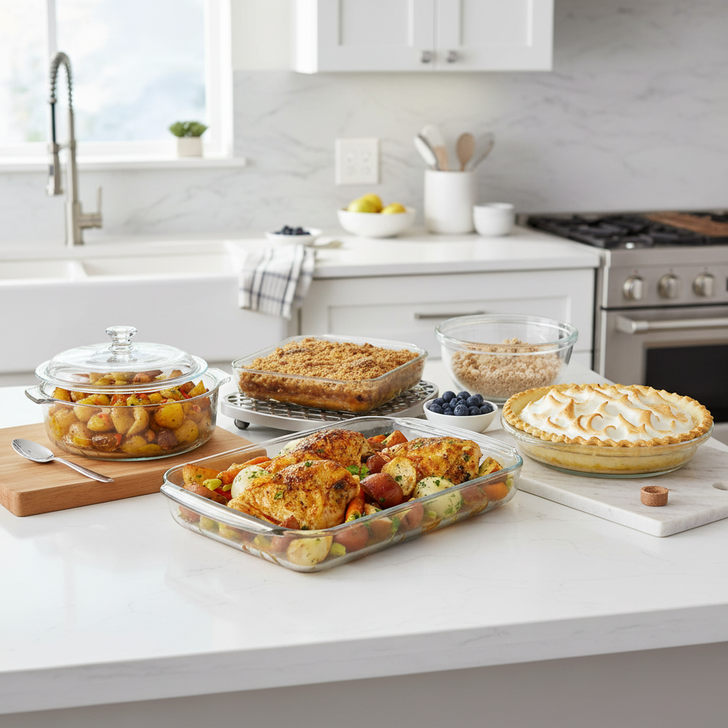 Juego de 6 cacerolas de vidrio para hornear (aptas para microondas y horno)