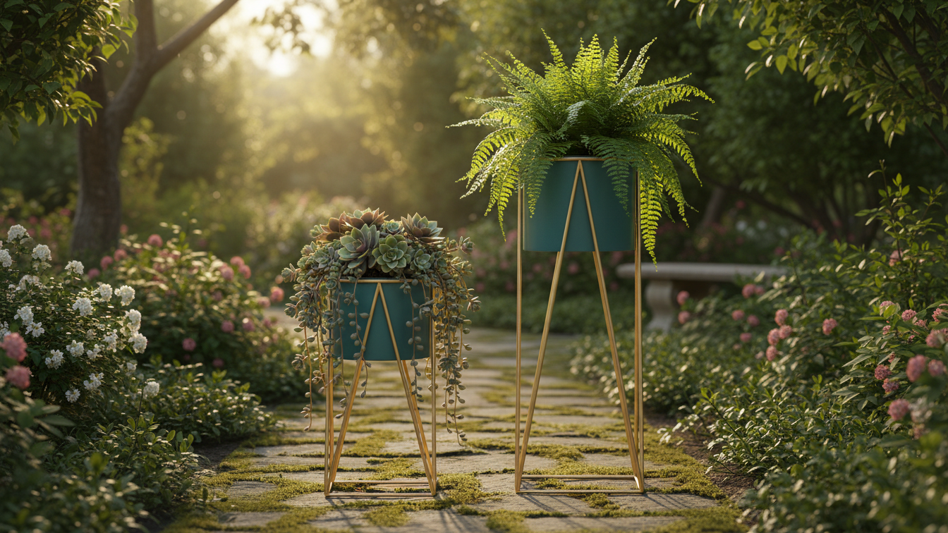 Elegant and Durable Metal Planter for Indoor and Outdoor Gardening