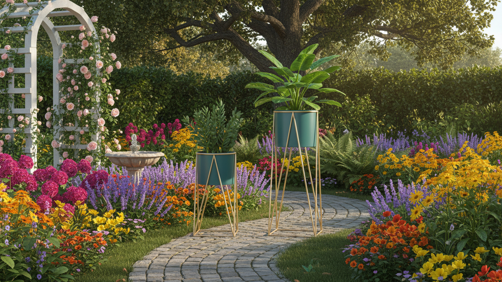 Elegant and Durable Metal Planter for Indoor and Outdoor Gardening