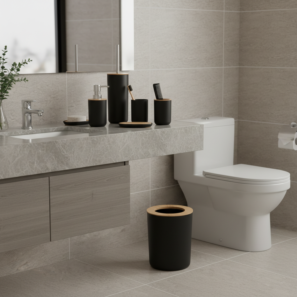 Bathroom Black Accessories Set (6-Piece)