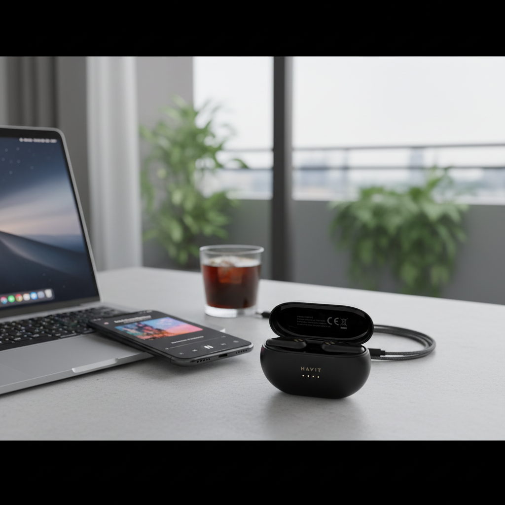 Wireless TWS Havit TW915E Headphones (black) (TW915EBLACK)