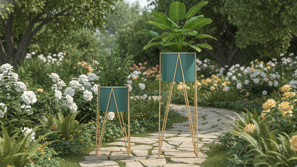 Elegant and Durable Metal Planter for Indoor and Outdoor Gardening