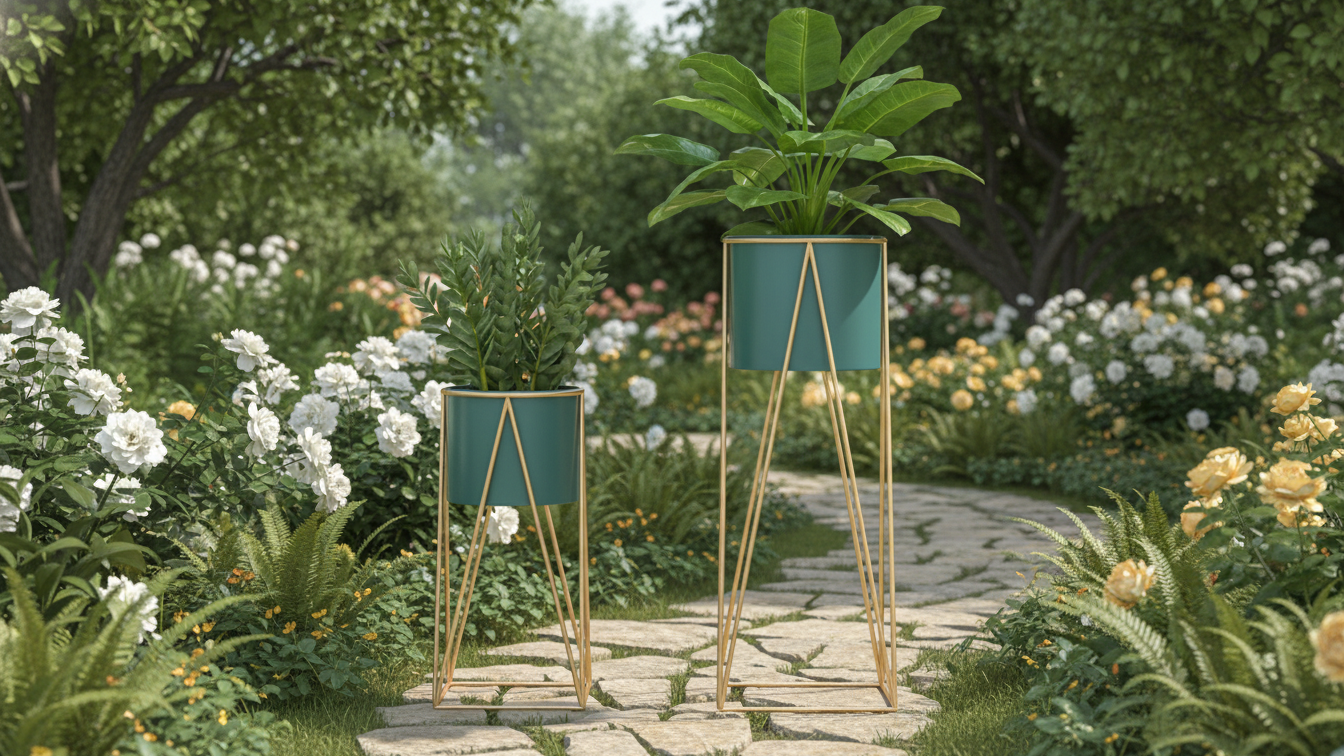 Elegant and Durable Metal Planter for Indoor and Outdoor Gardening