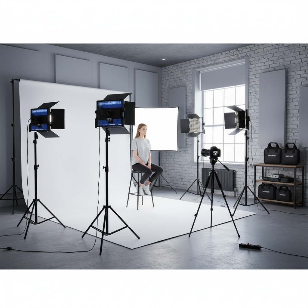 4 Pieces Bi-Color 660 LED Video Light and Stand Kit: Dimmable Light with U Bracket and Light Stand for Studio Photography