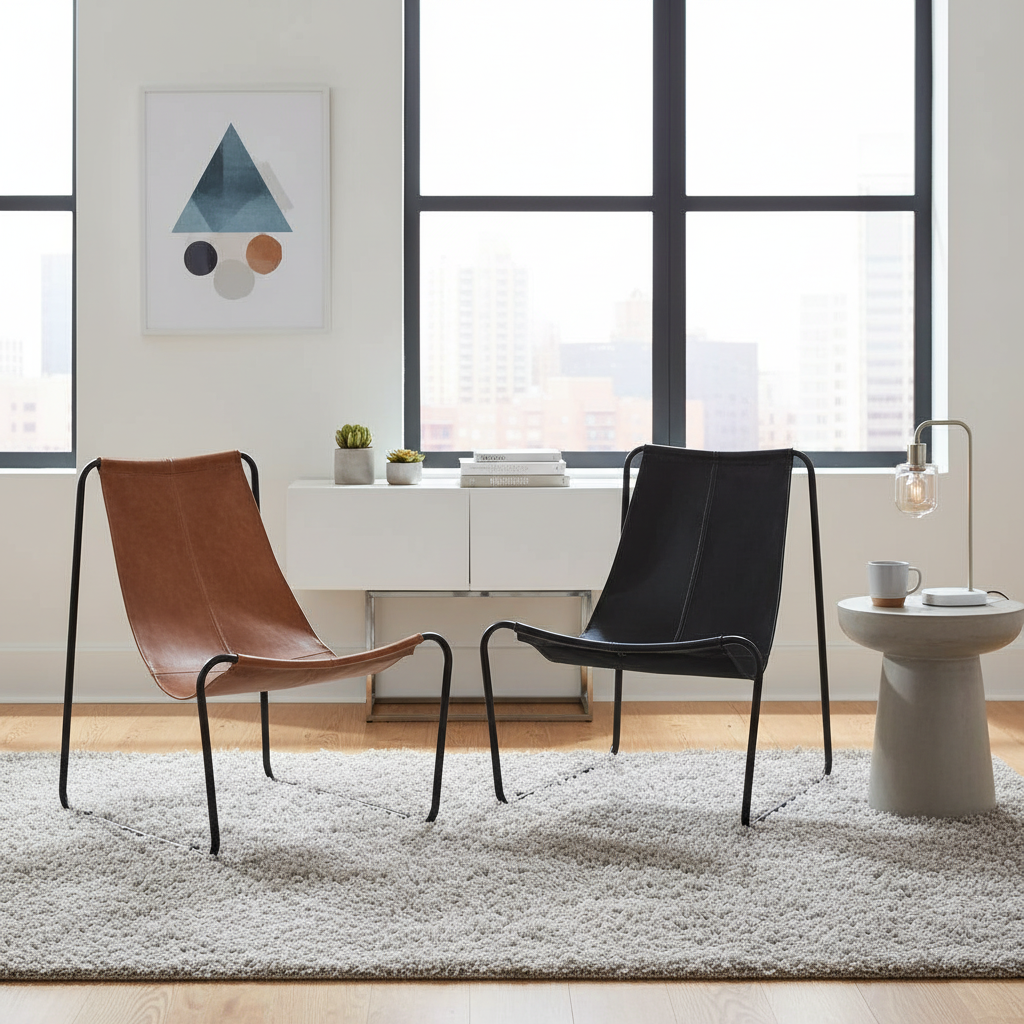 Sillón relajante vidaXL con estructura de hierro para salón, de cuero auténtico