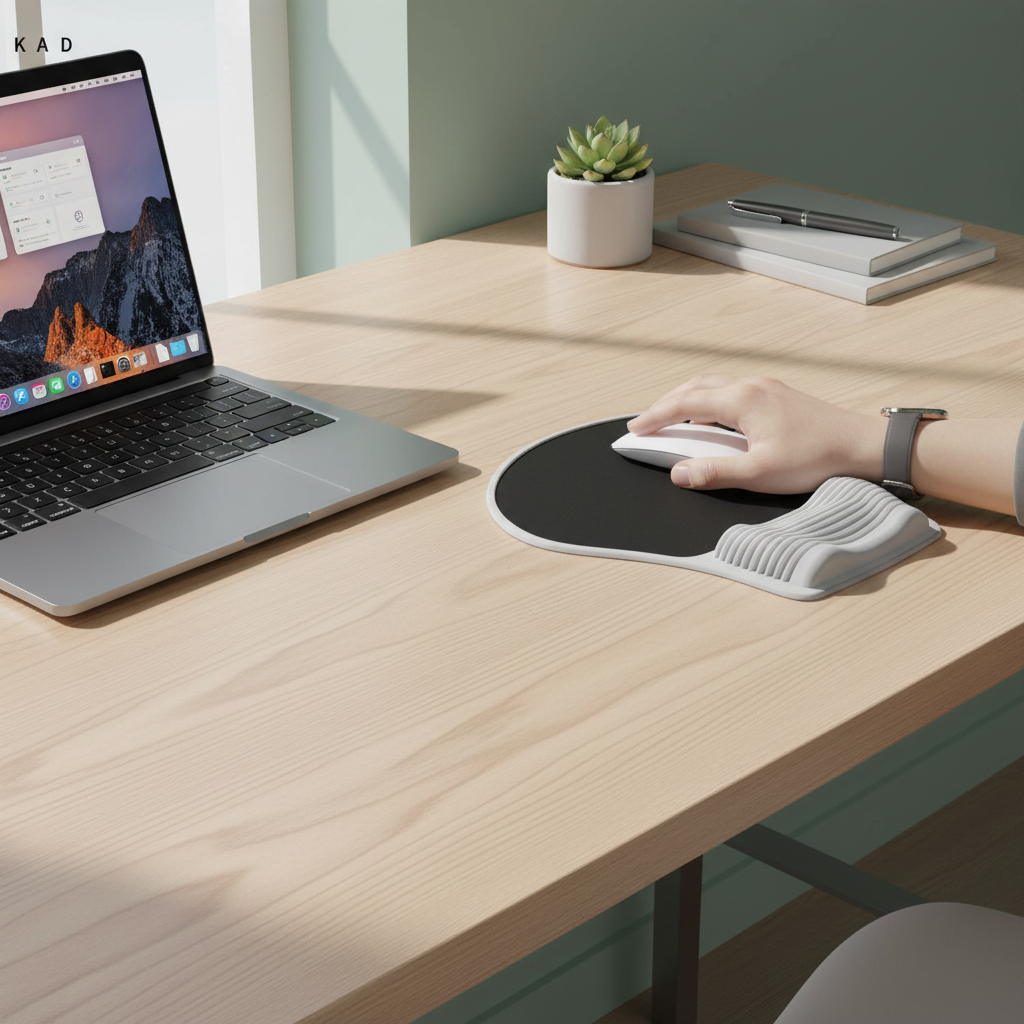 NNEDSZ Brown Ergonomic Silicone Mouse Wrist Rest Pad - Comfortable Hand Support for Keyboard and Mouse