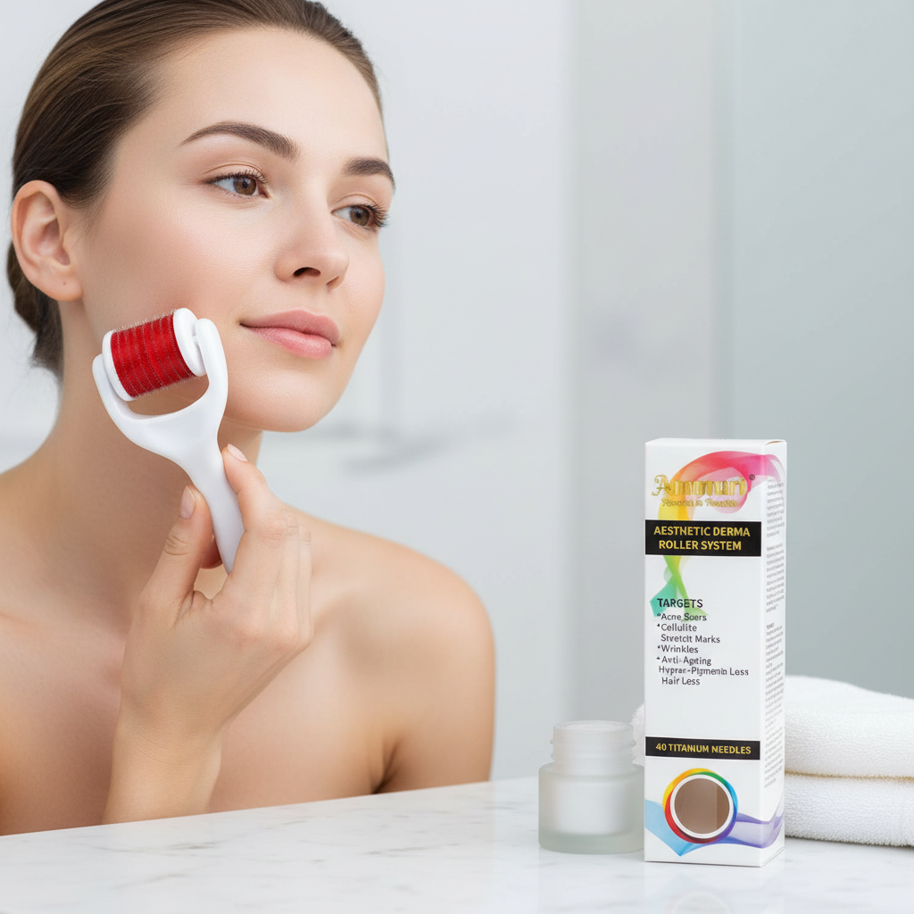 Sistema de cuidado de la piel Derma Roller de Ammuri Beauty para una piel joven