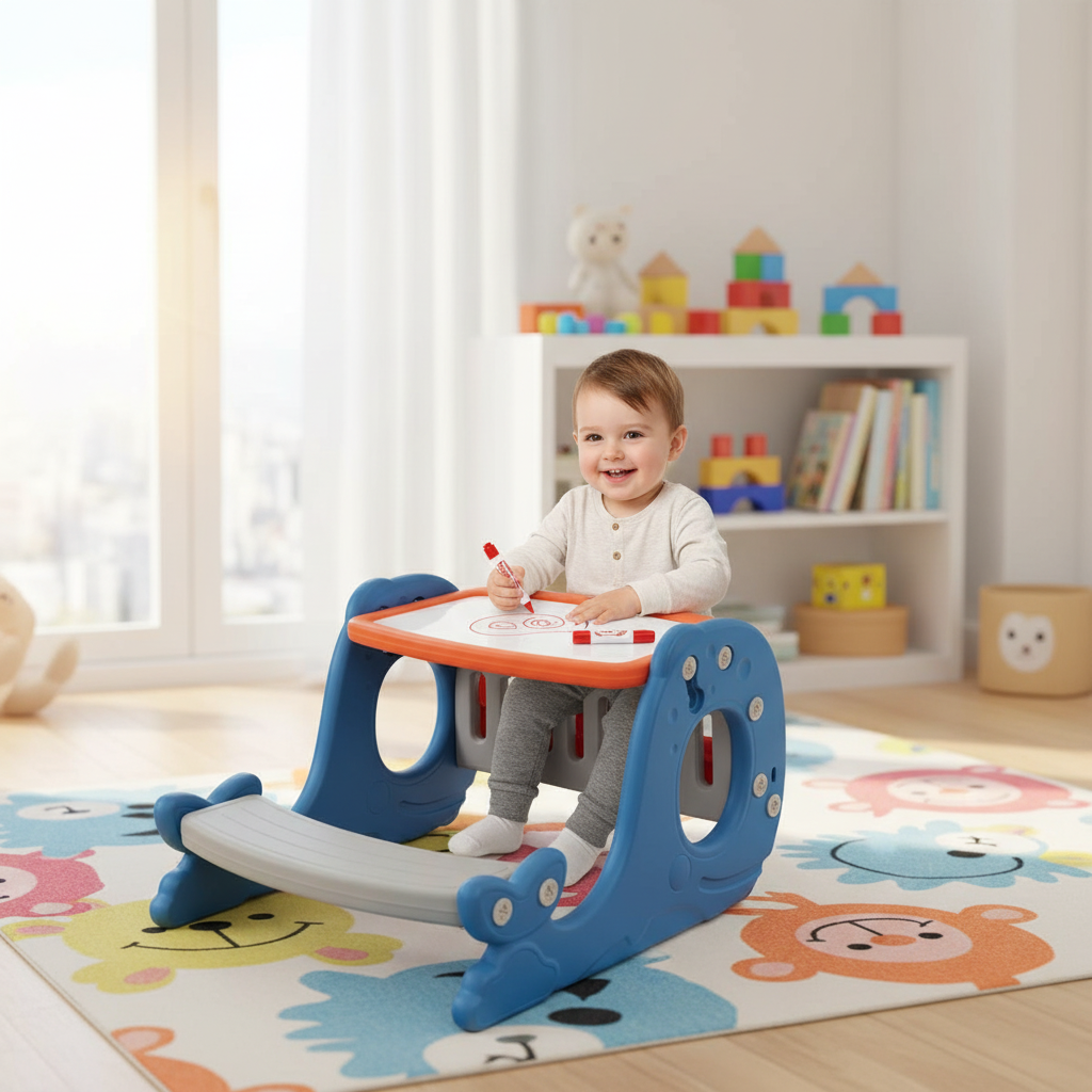 Mesa de actividades convertible para niños NNECW con pizarra blanca 