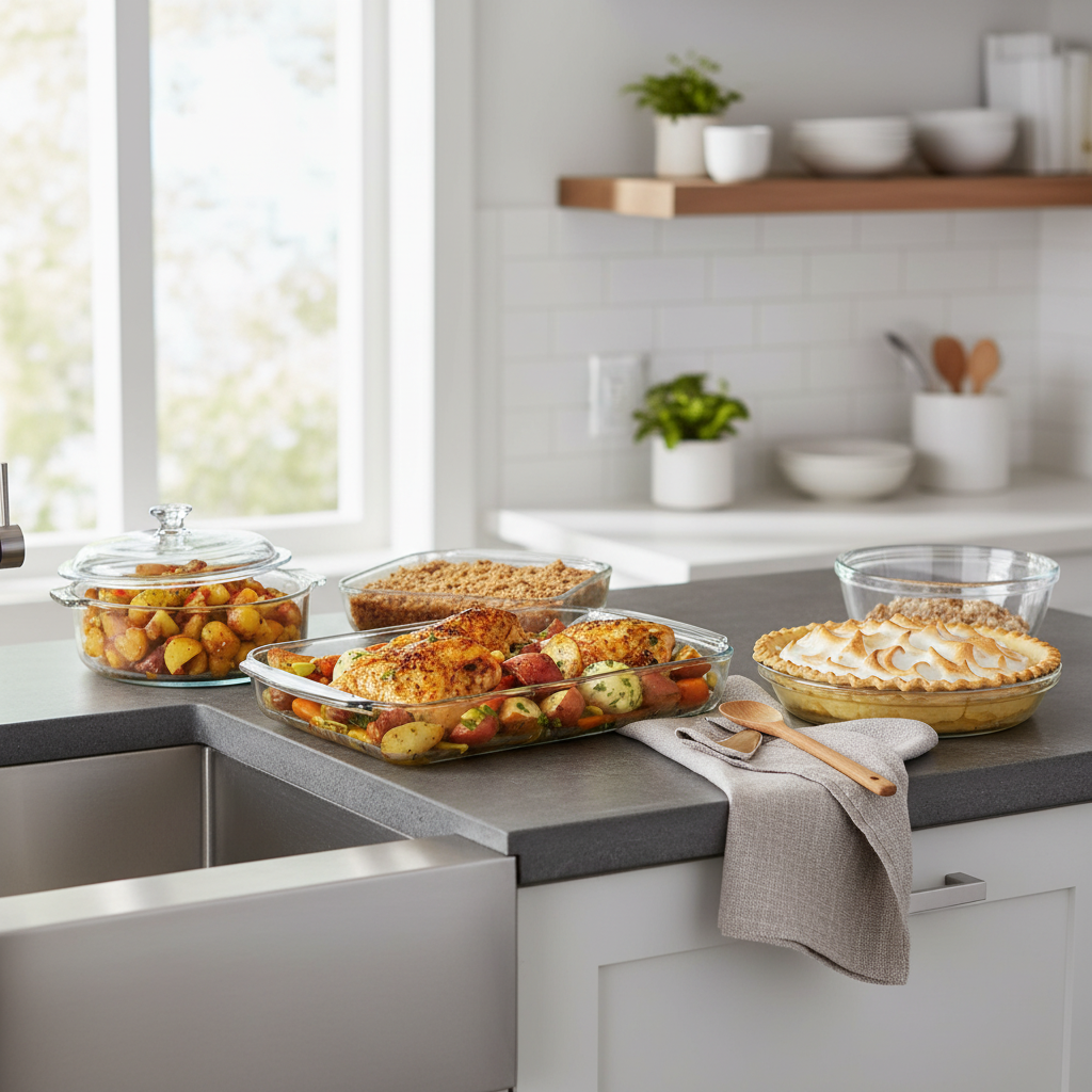 Juego de 6 cacerolas de vidrio para hornear (aptas para microondas y horno)