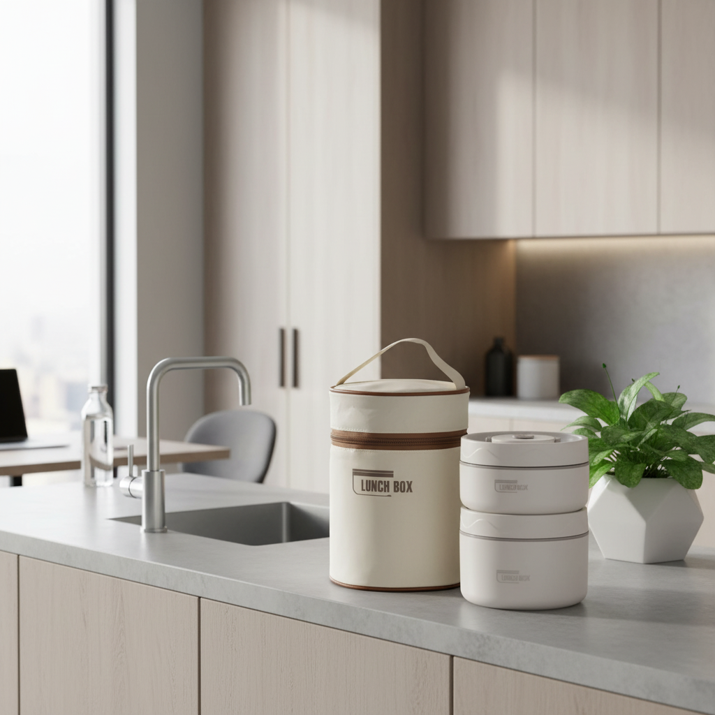 NNEDSZ - Lonchera de acero inoxidable 304 beige apta para microondas (paquete de 2) con bolsa térmica, forro extraíble, 400+600 ml 