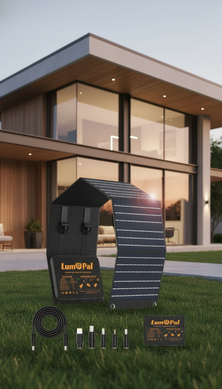 LUMOPAL 60W Foldable Portable Waterproof Solar Panel, Black