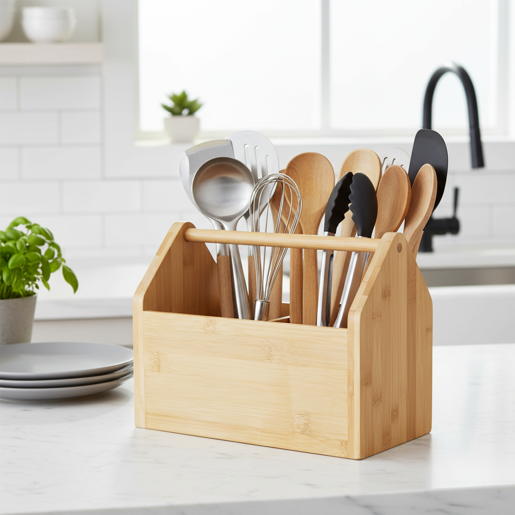 Caja de herramientas de almacenamiento de bambú NNEDSZ