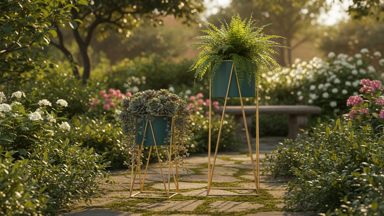 Elegant and Durable Metal Planter for Indoor and Outdoor Gardening