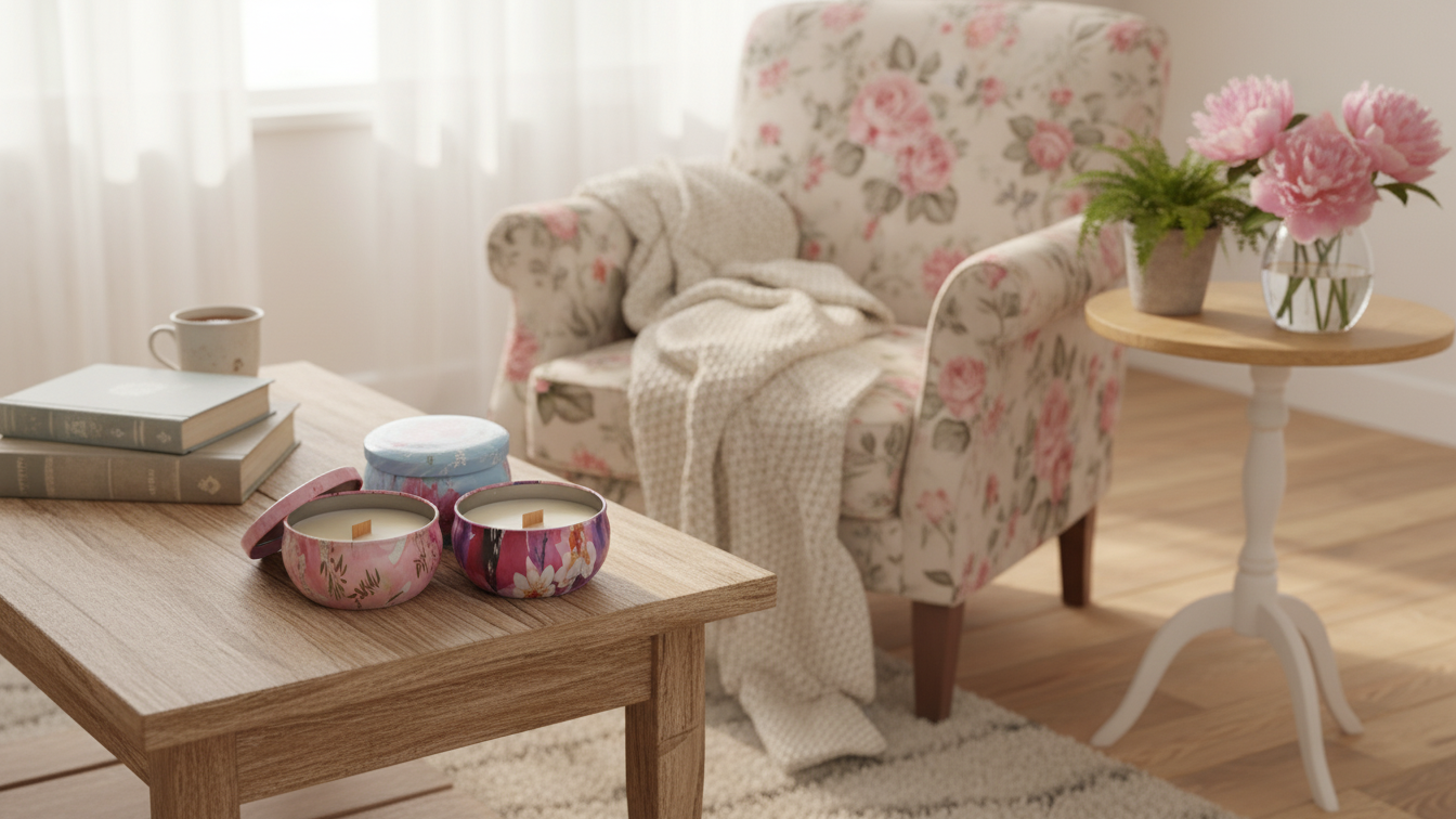 Floral Scented Candle Tin