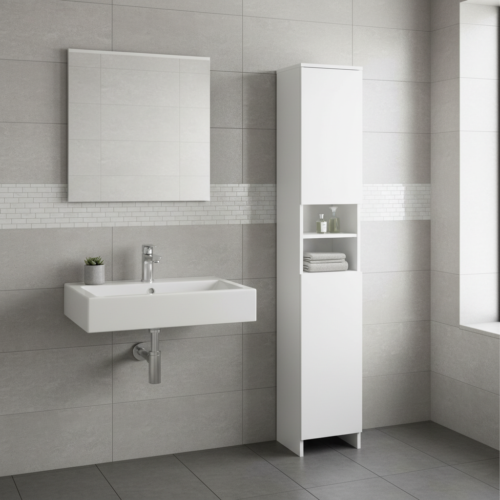 NNEED Bathroom Cabinet Tall Slim White