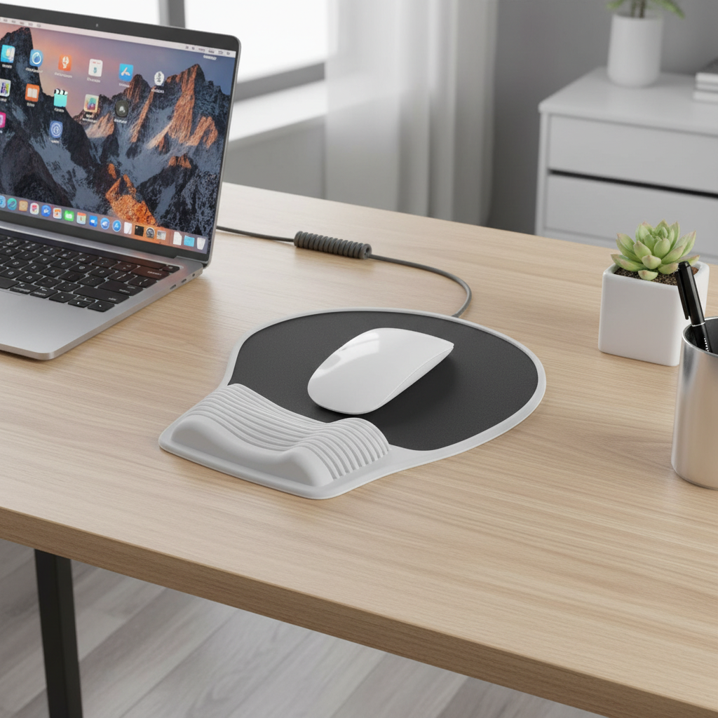 NNEDSZ Brown Ergonomic Silicone Mouse Wrist Rest Pad - Comfortable Hand Support for Keyboard and Mouse