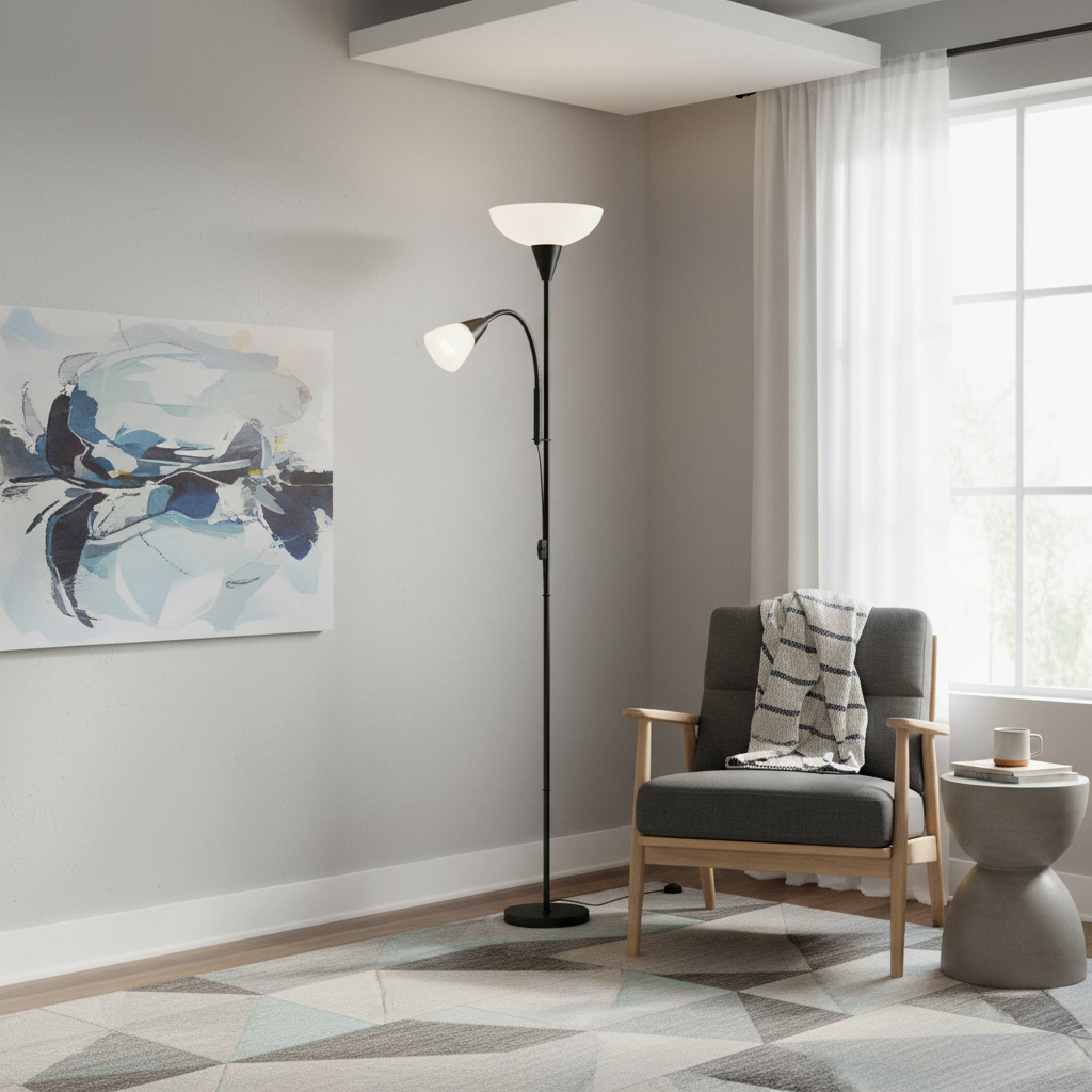 Lámpara de pie NNEDSZ para madre e hijo, moderna, para el hogar, la sala de estar, la oficina, la lectura, color negro