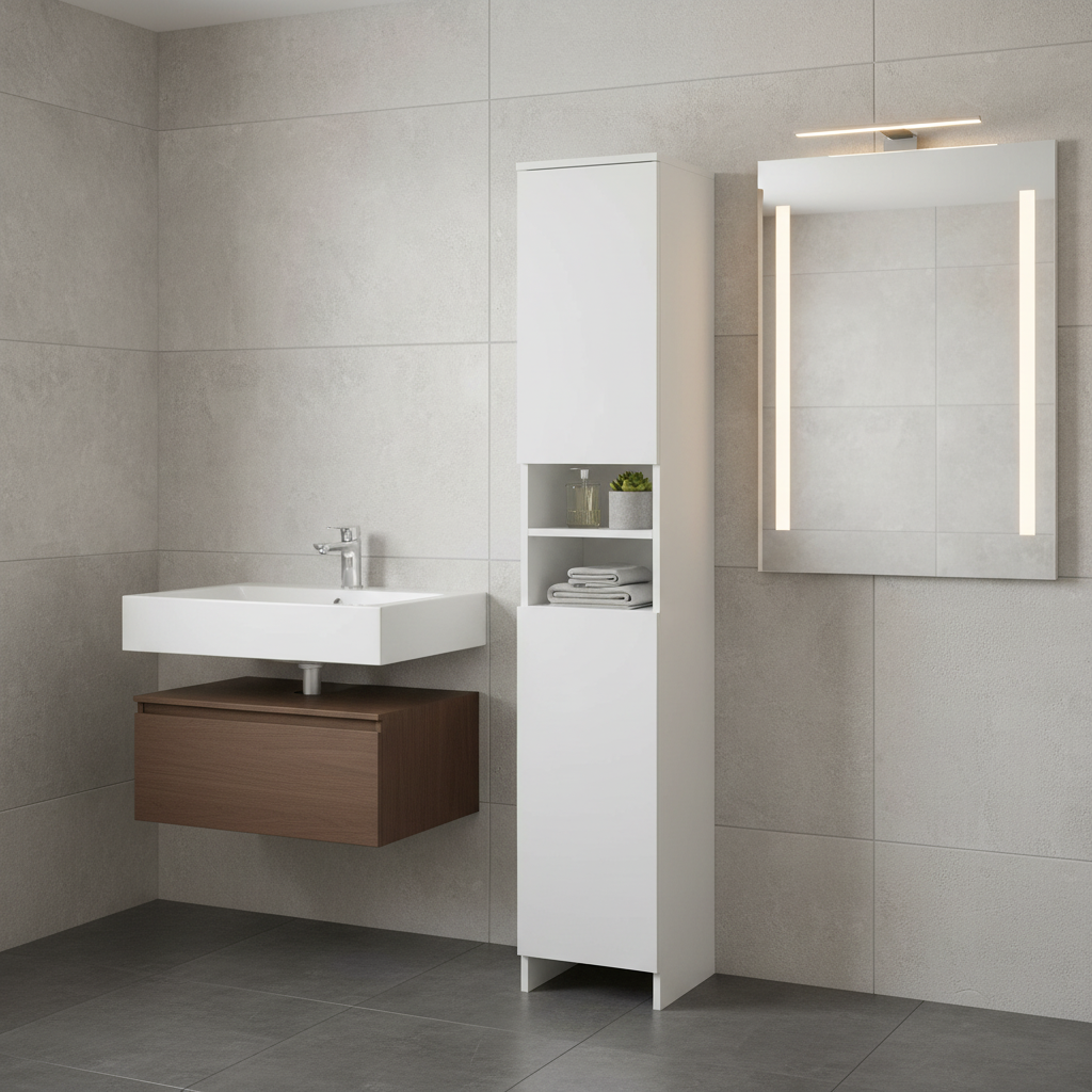 NNEED Bathroom Cabinet Tall Slim White
