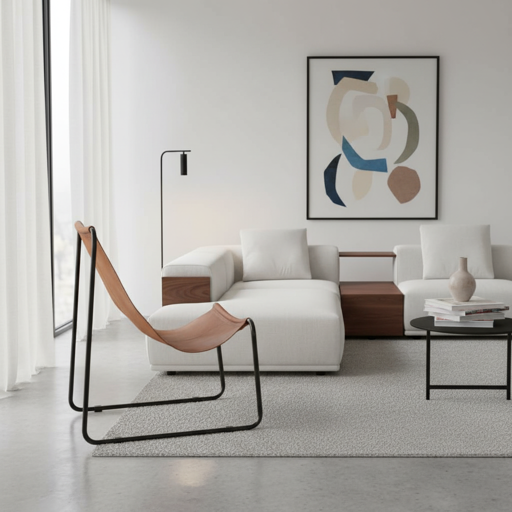 Sillón relajante vidaXL con estructura de hierro para salón, de cuero auténtico