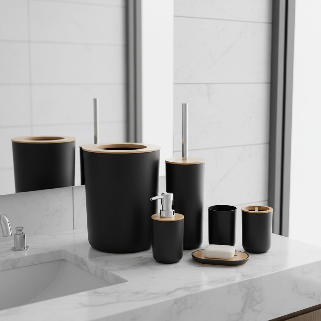 Bathroom Black Accessories Set (6-Piece)