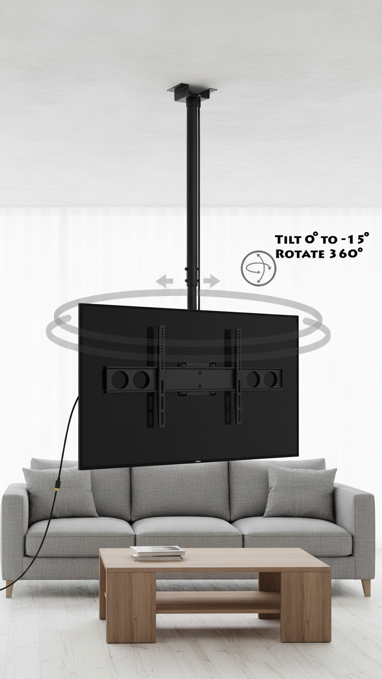 MegaMounts Heavy Duty Tilting Ceiling Televeision Mount for 37" to 70" LCD, LED and Plasma Televisi