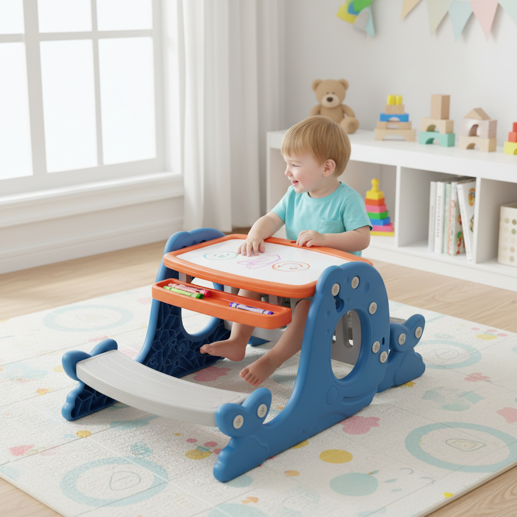 Mesa de actividades convertible para niños NNECW con pizarra blanca 