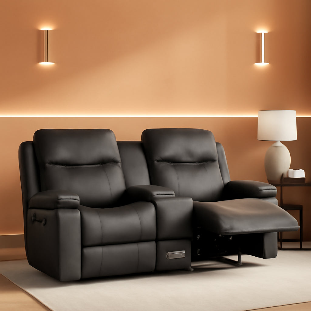 Loveseat doble reclinable gris para sala de estar, cine en casa