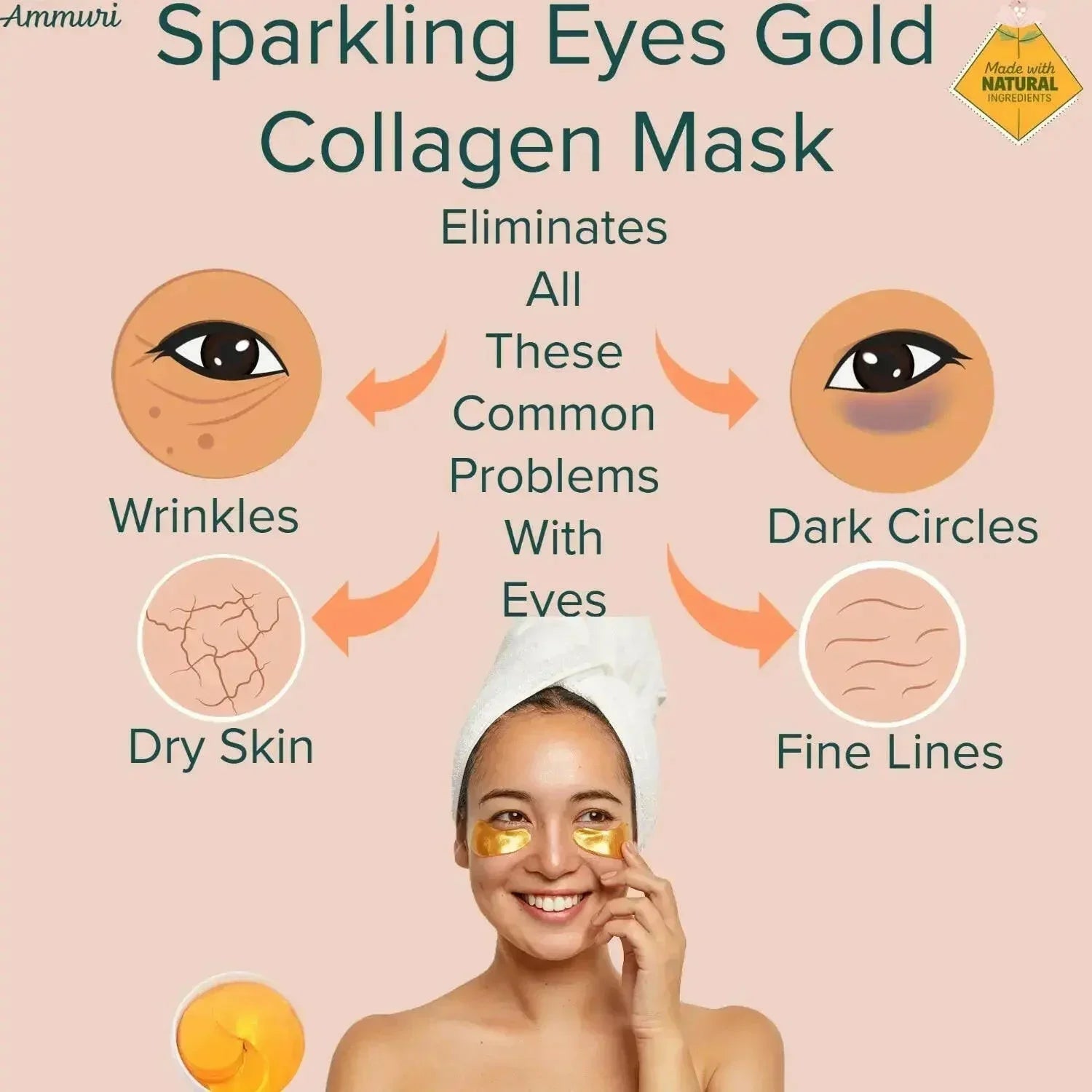 Parches de oro de 24 quilates para el contorno de ojos de Ammuri Skincare para una piel radiante