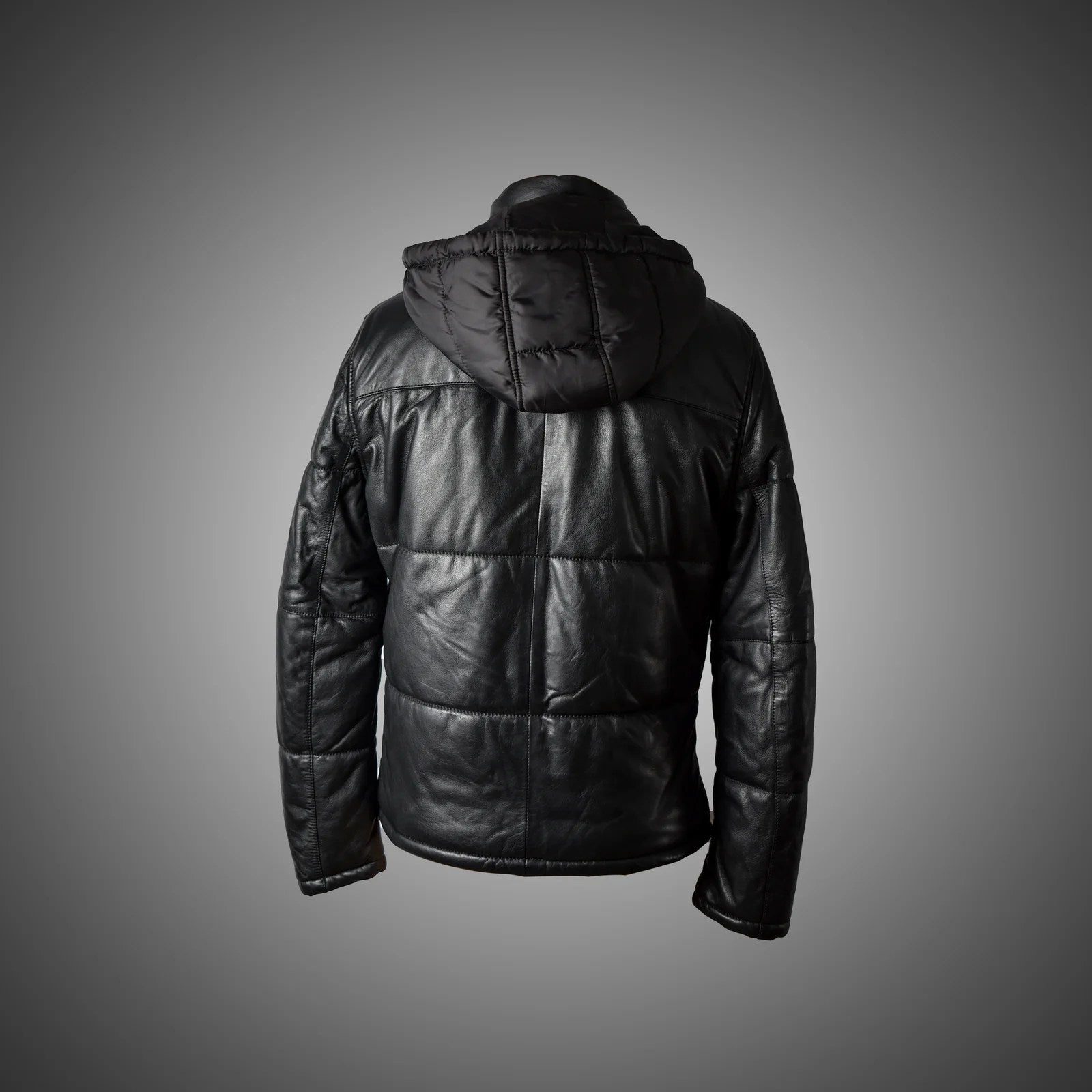 Black Hooded Men Puffer Jacket - XL