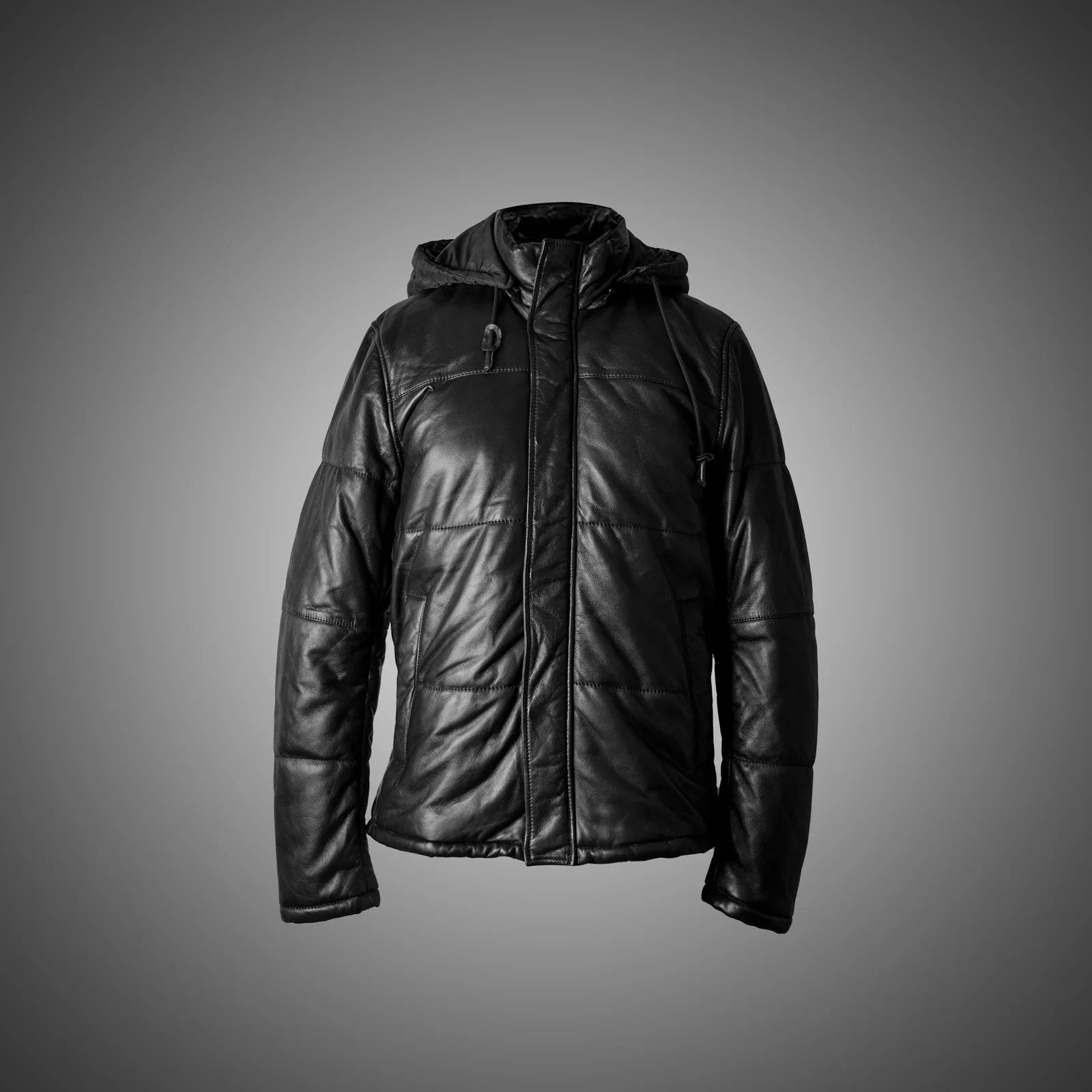 Black Hooded Men Puffer Jacket