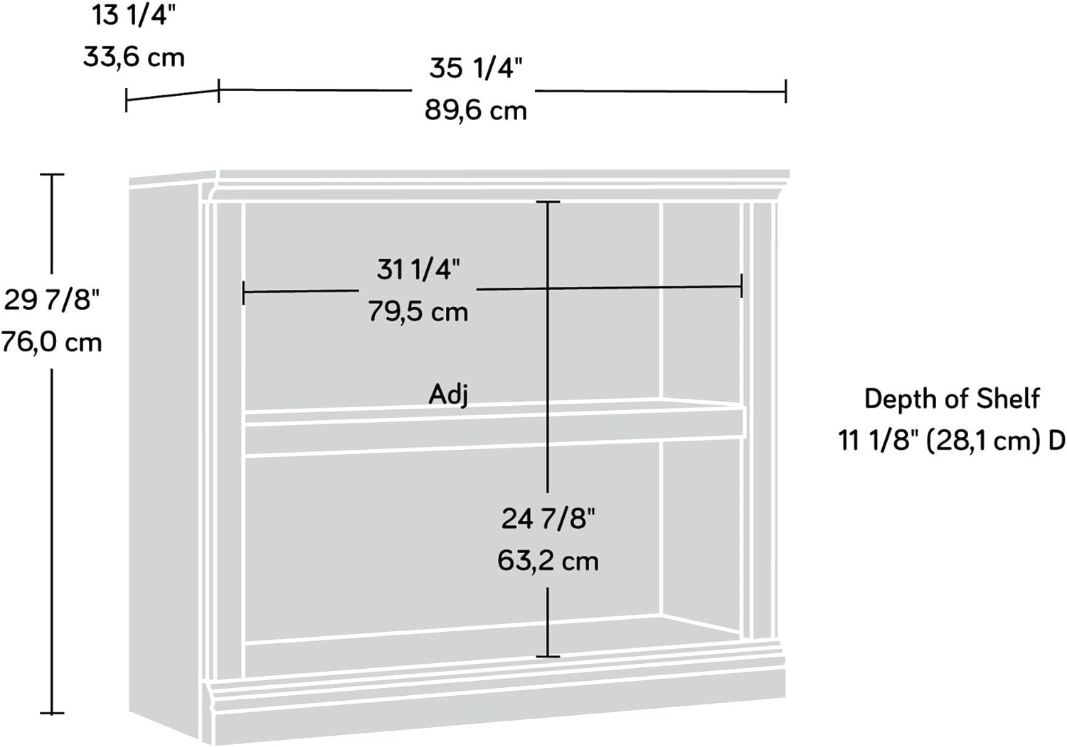 Librería de madera de dos niveles con acabado en castaño tiza, multiusos para el hogar, la oficina y la sala de estar.