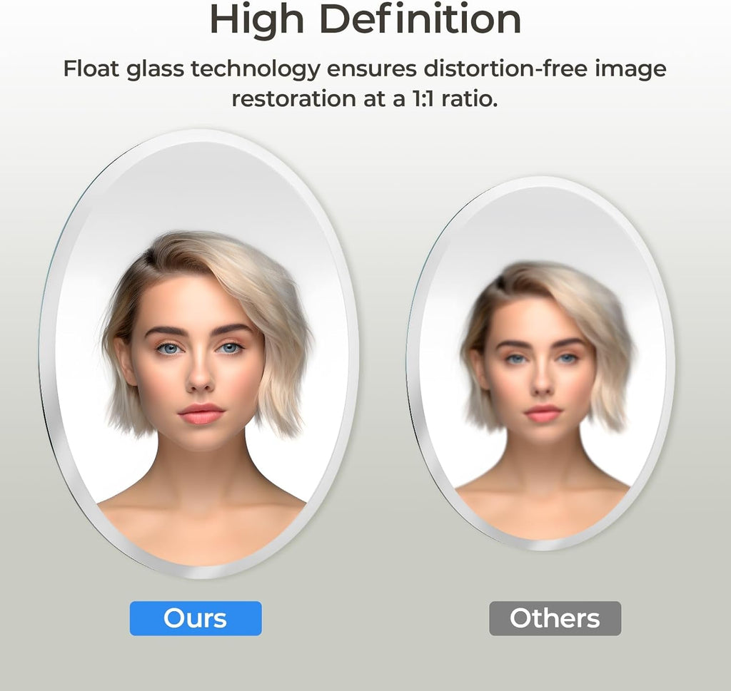 20x28 Inch Oval Frameless Bathroom Mirror Beveled Edge