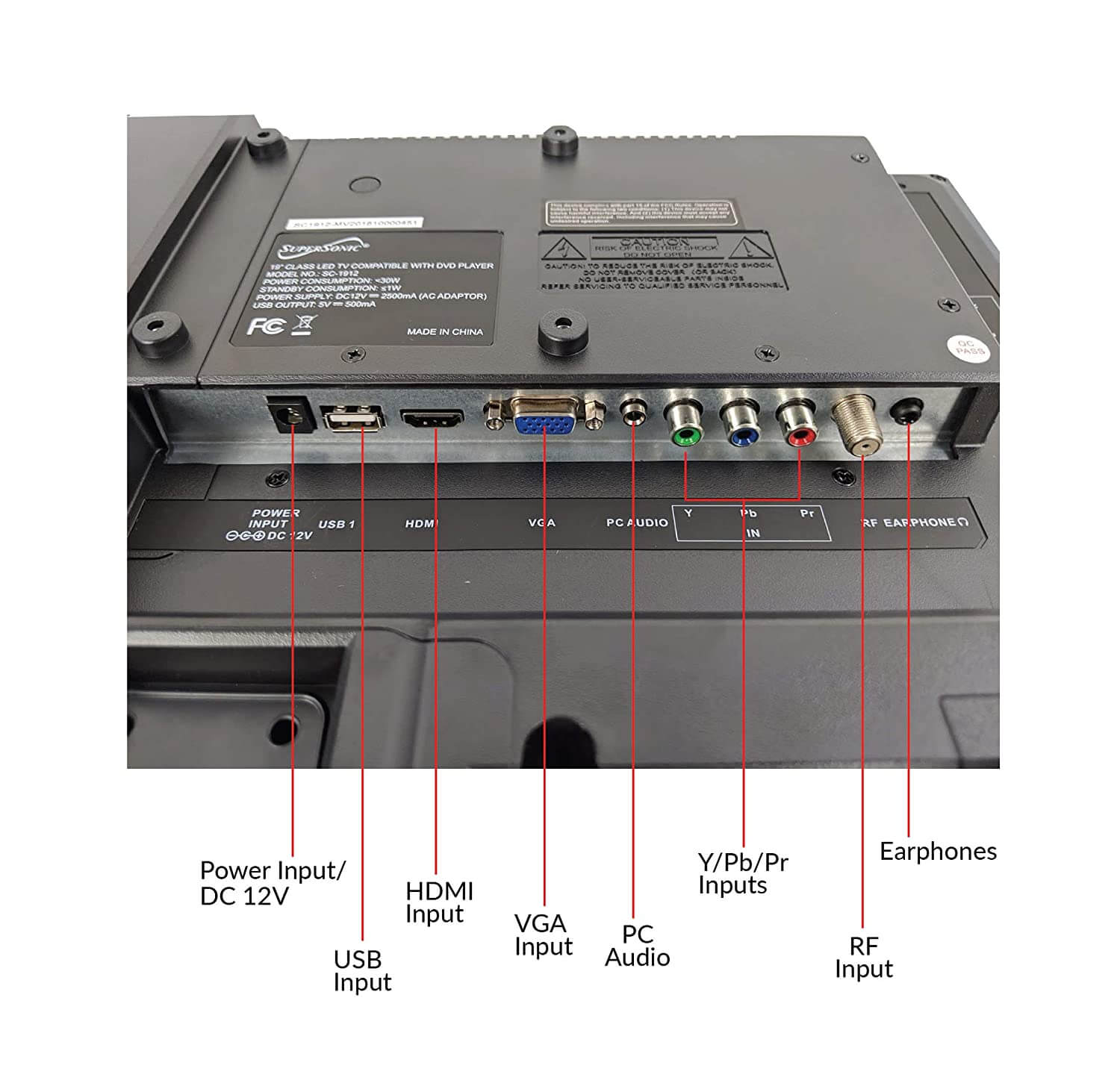 24" Supersonic 12 Volt AC/DC LED HDTV with DVD Player, USB, SD Card Reader and HDMI (SC-2412)